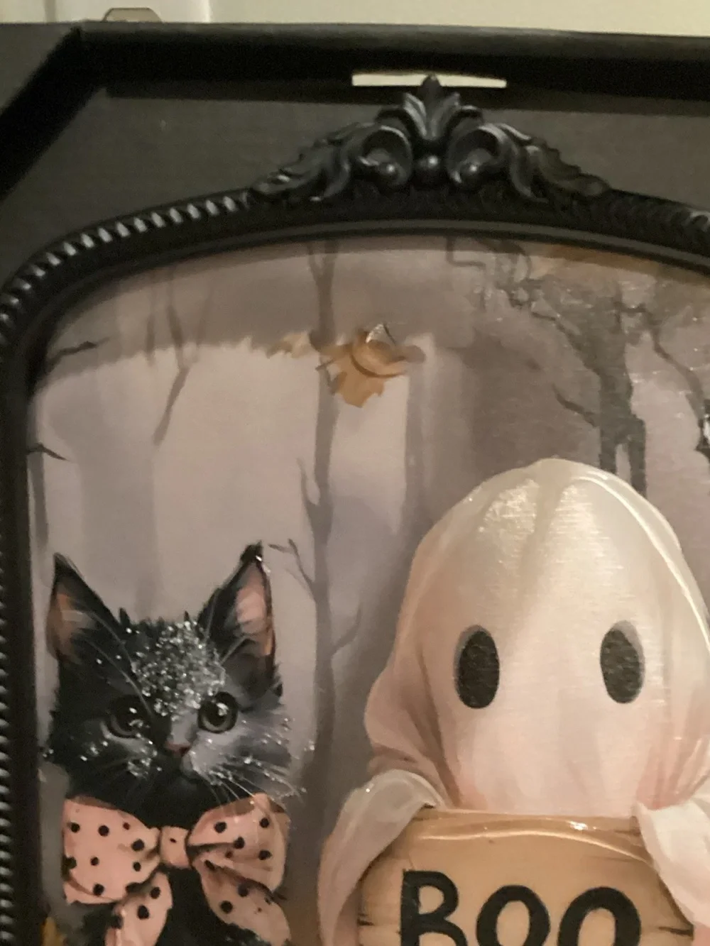 Ghost and Cat Halloween Framed Wall Art